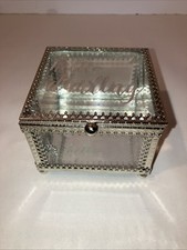 Nicole Miller hello darling beveled glass & Silver-tone trinket jewelry box picture