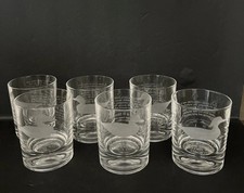 Set of 6 RARE Abercrombie And Fitch Rocks Glasses Etched Duck Decoys Joe Seme picture