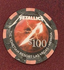 METALLICA BAND VENETIAN $100 CASINO CHIP NEW REAL RARE AUTHENTIC SPHERE CONCERT picture