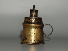 Tibet 19th Century Old Antique Buddhist Double Color Alloy Copper Butter Lamp picture