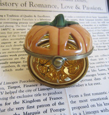 ROCHARD LIMOGES France JACK O LANTERN, Candle Inside Peint Main Trinket Box picture