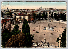 RPPC The People's Square Rome Italy Hand-Colored Real Photo Postcard picture