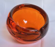 Glass Persimmon Orange Ashtray MCM Dish Orb Sculpture Trinket Bowl Decorative picture