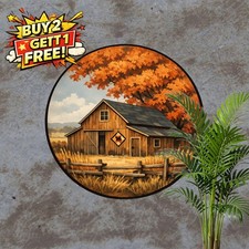Rustic Country Barn Round Metal Sign Vintage Farmhouse Wall Decor Plaque 8x8 picture
