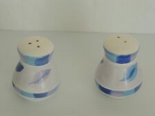 Blue, White, Purple Salt And Pepper Shakers With Leaves 3.5