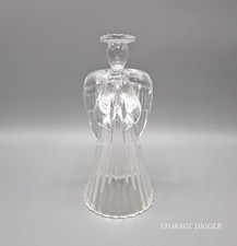 Vintage 1990s Mikasa Angel Praying Candle Holder Christmas Crystal Halo Glass 7