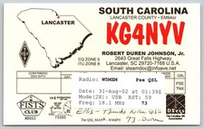 2002 QSL Card KG4NYV Lancaster SC Amateur Ham Radio W5MZM FISTS ARRL DXers A397 picture