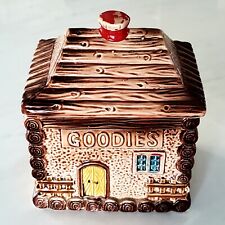 Vintage Cottage Log Cabin Ceramic Candy Jar - Made in Japan - Goodies picture