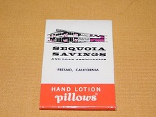 VINTAGE 1957 SEQUOIA SAVINGS BANK FRESNO CALIFORNIA  HAND LOTION PILLOWS AD picture
