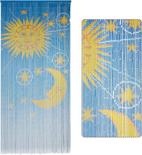 Moon & Sun Beaded Wooden Curtain - Durable Natural Wood Beads for Doorways picture