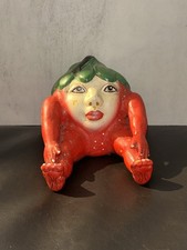 Vintage C. EL Mex Anthropomorphic Strawberry Ceramic Sculpture Mexico Folk Art picture