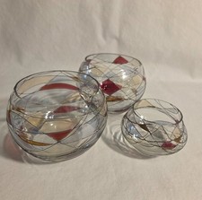 PartyLite Calypso Mosaic Glass Candle Holders Set of 3 Romania Vintage picture