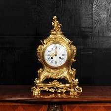 Large Antique French Gilt Bronze Rococo Clock by Samuel Marti - FULLY RESTORED picture