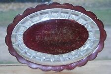 ANTIQUE RUBY STAINED GLASS EAPG OVAL TRAY SOUVENIR MILWAUKEE, WIS 4 7/8