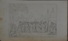 Antique 1840's Native American Engraving Art Dance of the Chiefs Sioux G.Catlin picture