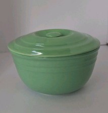1930s-40s Fiesta Ware Kitchen Kraft Light Green Dish w/ Lid 8.75 in READ picture