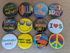 Lot of 12 Vintage Pop Culture Pinback Buttons 1.75 80s 90s Retro Novelties Fun 2 picture