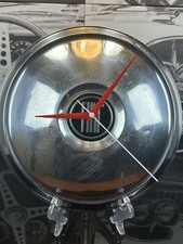 Vintage 1960s Fiat Chrome Hubcap Wall Clock Custom Italian Garage Art Man Cave picture