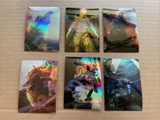 1996 JPP/AMADA GODZILLA CHROMIUM TRADING CARD 6 CARD STICKER LOT EX/EX+ picture
