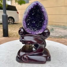 2.31LB A+ Natural Rare Uruguayan amethyst dragon egg cave decoration picture
