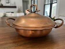 vintage gregorian Hammered copper Server With Glass Dish And Handles USA picture