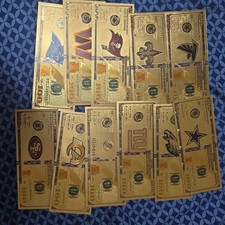 24k Gold Foil Plated 31 NFL teams + Illinois unv Banknote Football Collectibles picture