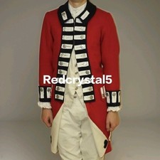 New Red British 1770s Military With Black Lapel Wool Men's Jacket Fast Shipping picture