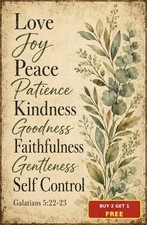 Fruit of the Spirit Christian Bible Verse Tin Sign Inspirational Scripture Art picture