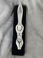 Vintage 1999 Spiral Goddess Athame Raventree Lead Free Pewter Velvet Case picture