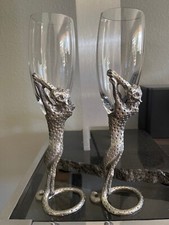 Frankli Wild By Royal Selangor Champagne Flutes Cheeta/Leopard 1 Pair Mint picture