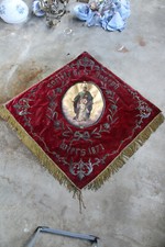 Antique 1871 French religious procession BAnner flag saint joseph  picture