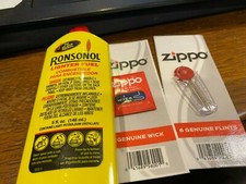 Genuine RONSON 5 ounce Lighter Fluid Fuel with 6 flints and 1 wick picture