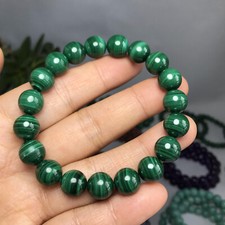10mm Natural malachite gemstone Crystal chain beads bracelet 39-40g A5262 picture