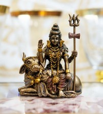 Ebros Vastu Hindu God Lord Shiva Mahadeva Sitting On Nandi Bull Miniature Statue picture