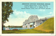Abraham Lincoln Memorial Bridge-Blair, Nebraska NE-antique unposted postcard picture