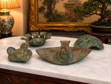Set of 4 Chinese-Style Archaic Bronze Ritual Objects with Verdigris Patina picture