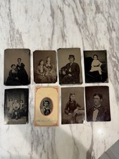 Lot 8 Antique 1800s Tintype Photos Men Women Children Victorian Portraits picture