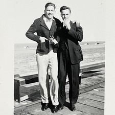 1930s Two Stylish Handsome Men Affectionate Gay Interest Vintage Snapshot Photo picture
