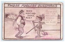 Vintage 1910 Those Foolish Questions Hunting Ducks Funny Humor Postcard picture