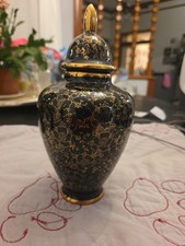 Echt Kobalt Handarbeit Germany Cobalt Blue and Gold Porcelain Urn Vase W/Lid 8