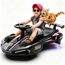 Electric Wiggle Car for Kids, 12V Ride on Toys for Ages 3+, Black picture