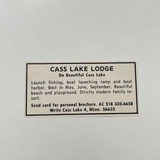Cass Lake Lodge on Beautiful Cass Lake 1950s MN Ad TAK2-S54 picture