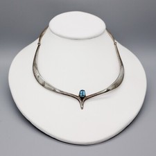 VINTAGE COCHITI-STERLING SILVER & TURQUOISE NECKLACE by JOE H. QUINTANA picture