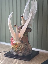 Vtg ELECO Chambord Collection Double Swan Fiber Optic Lamp Resin Light Statue picture