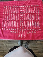 Lot of 51 Clear Chandelier Crystal 3” Inch Spears And 62 Beads All With Wires picture