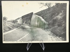 State Highway East From Warsaw NY Postcard Bridge Road Cut New York Unused B&W picture
