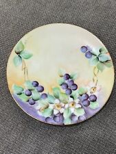 Antique Fritz Thomas Porcelain Plate w/ Painted Blueberries Decoration picture