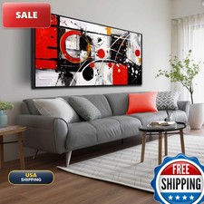 Alsingbago Abstract Canvas Wall Art Black Wood Frames Red Grey Black 30x60 picture