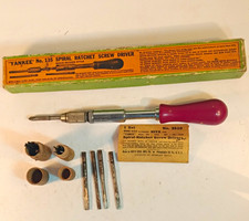 Yankee No. 135 Vintage Spiral Ratchet Screwdriver Set w/ Box & Bits picture