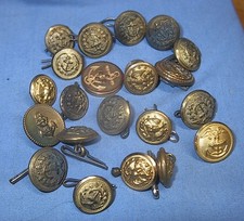 VINTAGE LOT of 21 ANCHOR EAGLE & ROPE BRASS UNIFORM CUFF SIZE BUTTONS picture